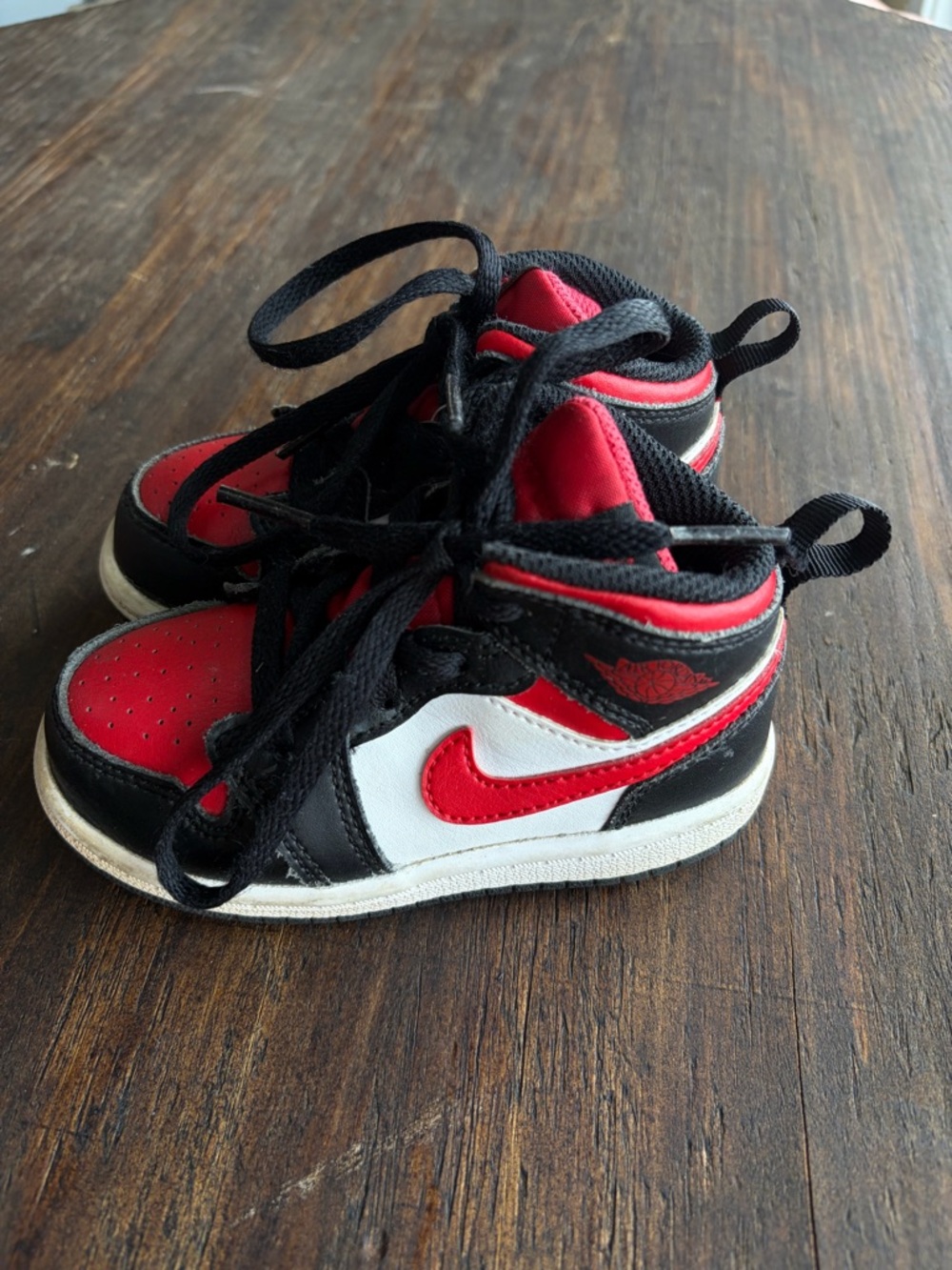 Jordan Kids Red, Black & White High-Top Sneakers